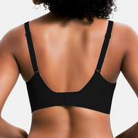 VRCÔMFY black wireless bra back view featuring adjustable straps and ergonomic back closure | Minimalist design with precision-engineered support for full-figure comfort