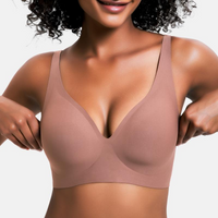 VRCÔMFY coffee brown seamless wireless bra with velvet-soft comfort and adaptive fit | Minimalist wirefree design for all-day personalized support