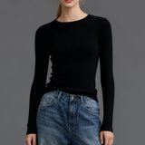 VRCÔMFY Women's Slim Fit Ribbed Long Sleeve Top