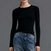 VRCÔMFY Women's Slim Fit Ribbed Long Sleeve Top