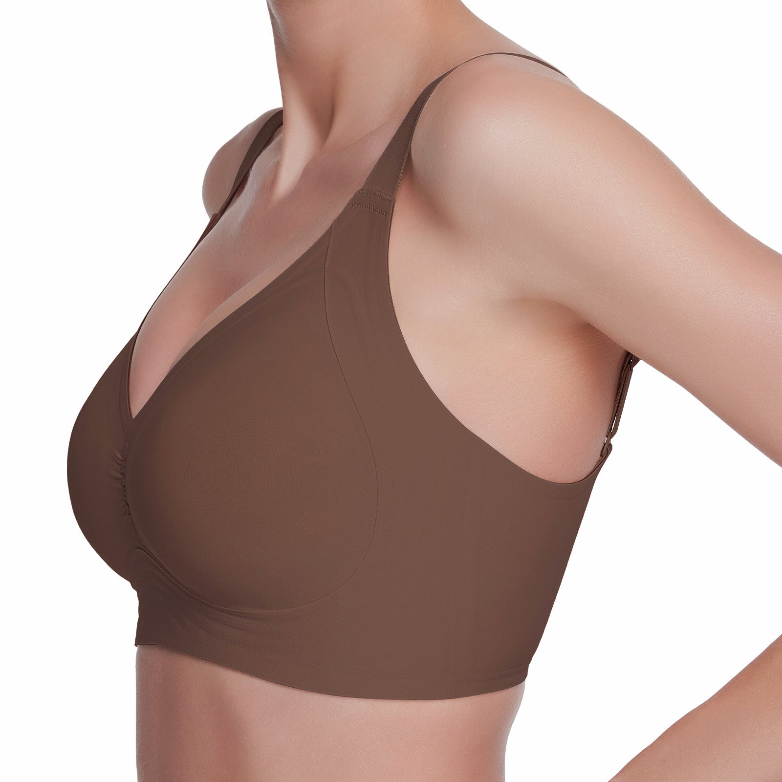 Brown sports bra on a white background