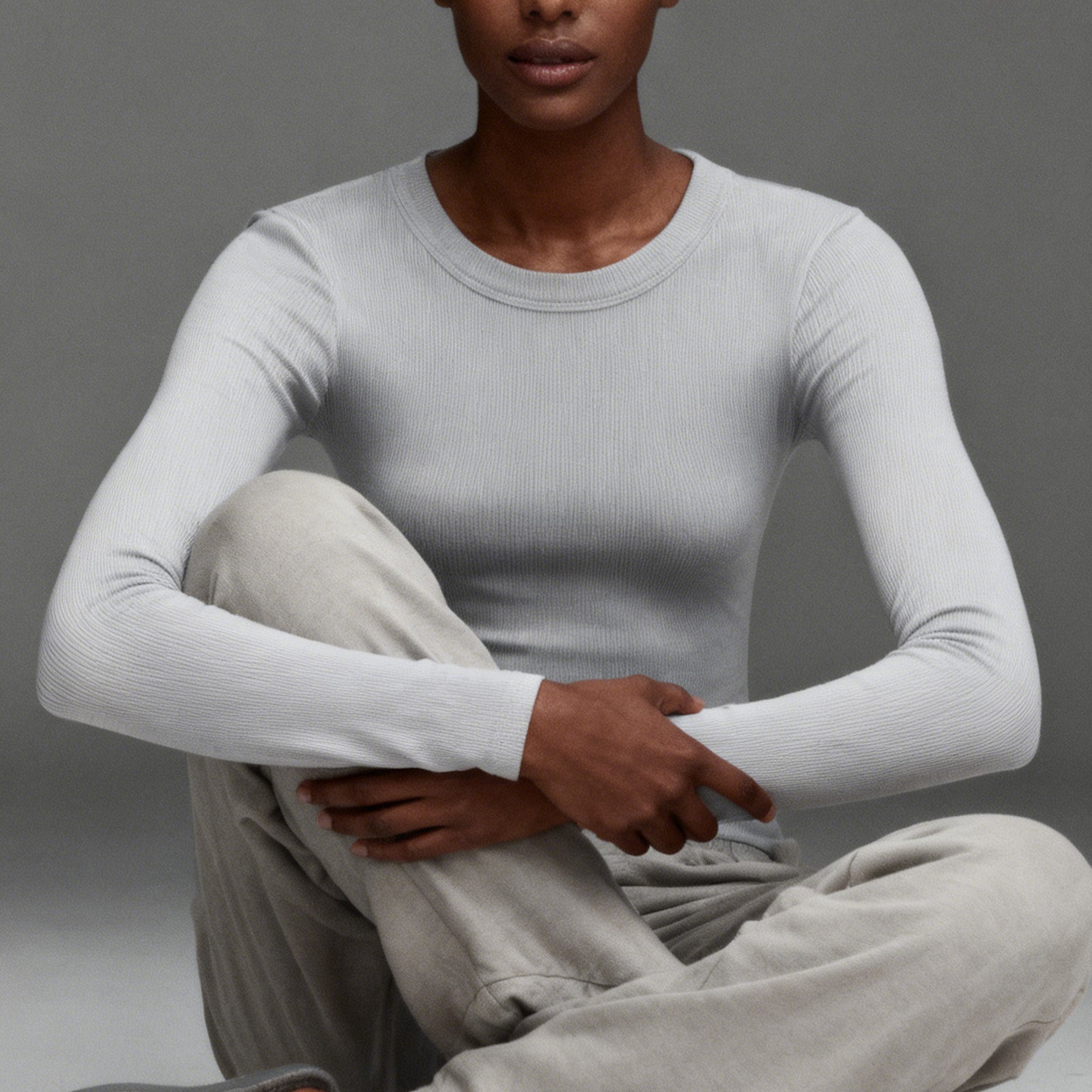 VRCÔMFY Women's Slim Fit Ribbed Long Sleeve Top