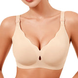 Beige bra on a white background