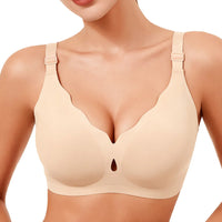 Beige bra on a white background