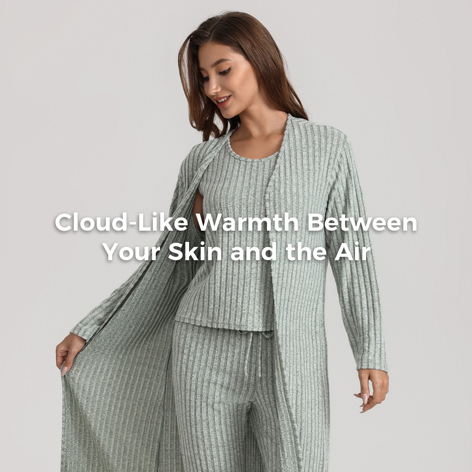 VRCÔMFY Women's 3-Piece Knit Loungewear Set
