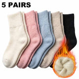 VRCÔMFY Fleece-Lined Warm Knit Mid-Calf Socks – 5-Pack