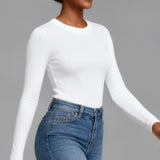 VRCÔMFY Women's Slim Fit Ribbed Long Sleeve Top