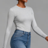 VRCÔMFY Women's Slim Fit Ribbed Long Sleeve Top