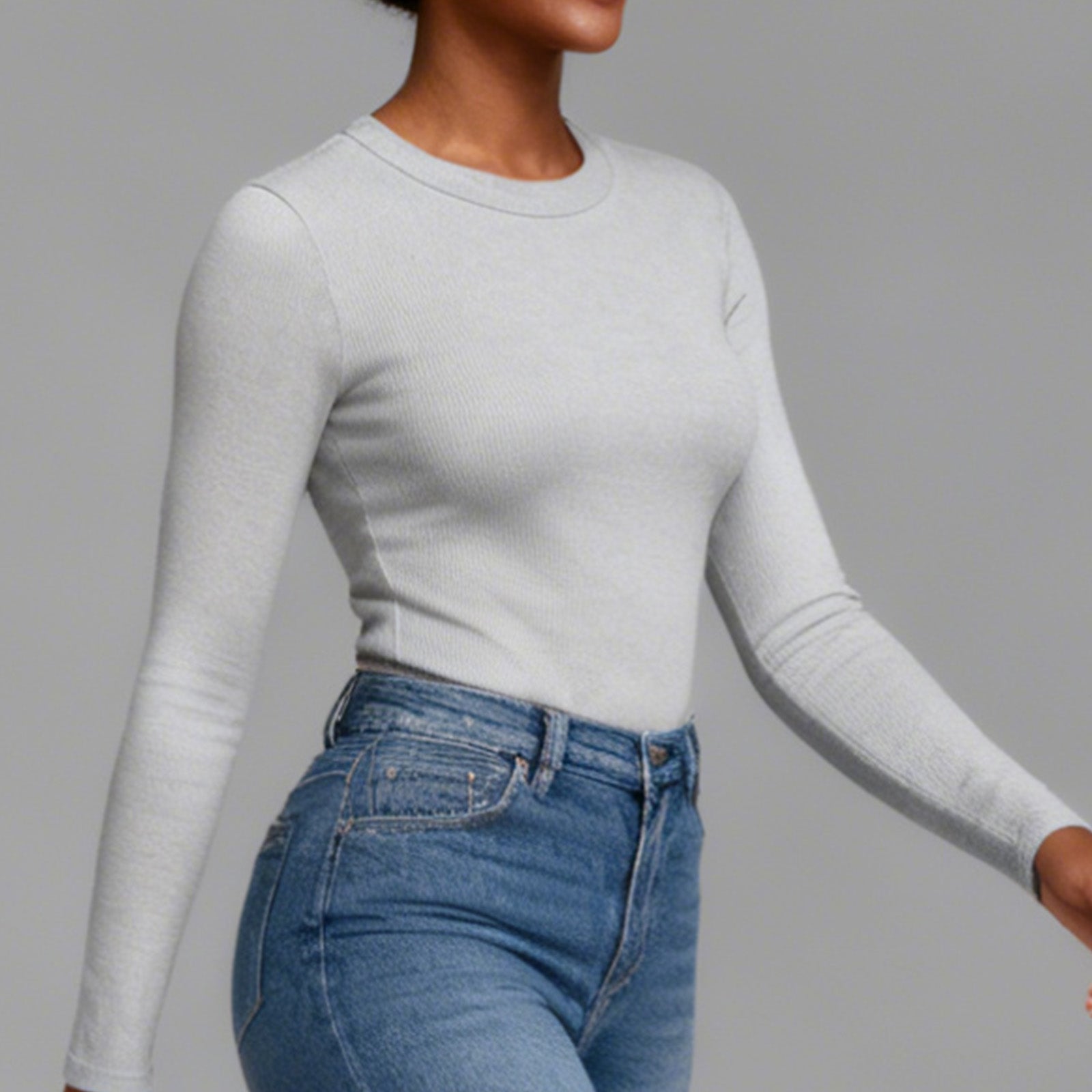 VRCÔMFY Women's Slim Fit Ribbed Long Sleeve Top