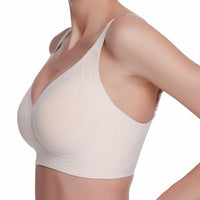 Beige bra on a white background