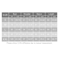 VRCOMFY Women's Ribbed Fitted Long Sleeve Top Size Chart (Bust, Shoulder, Sleeve, Length in cm & inch, S-XXL, 2-3% manual measurement tolerance)