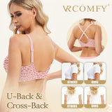 VRCOMFY Jelly Wireless Bra Deep V Push Up SeamlessT-Shirt Comfortable Plunge No UnderwireBras with Adjustable Straps Everyday Bras