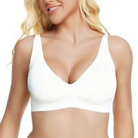 VRCOMFY Jelly Wireless Bra Deep V Push Up SeamlessT-Shirt Comfortable Plunge No UnderwireBras with Adjustable Straps Everyday Bras