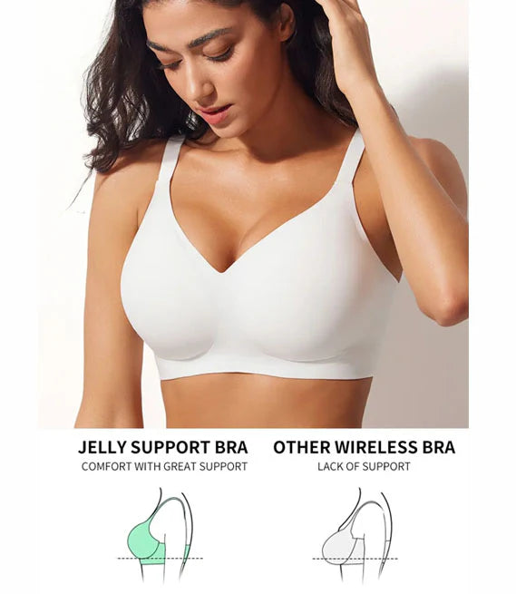 VRCOMFY Jelly Support Wireless Bra - White Comfort Bra - Great Support Vs. Other Wireless Bras (Lack Of Support)