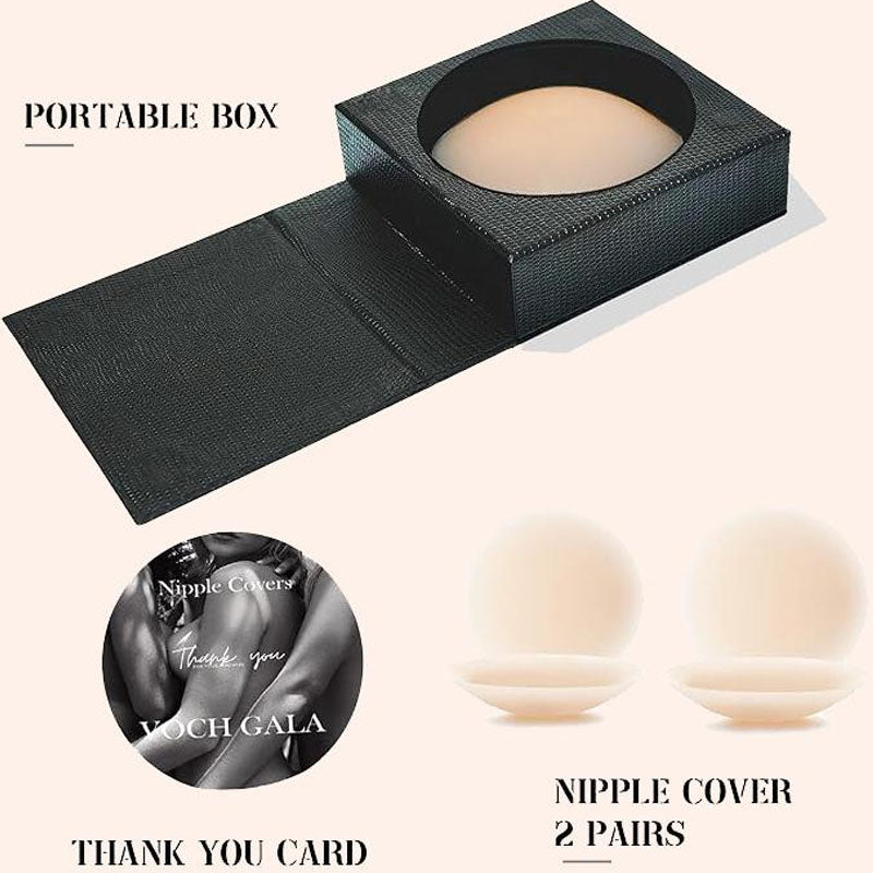 Invisible Nipple Covers Set: 2 Pairs, Portable Travel Box, Yoch Gala Design