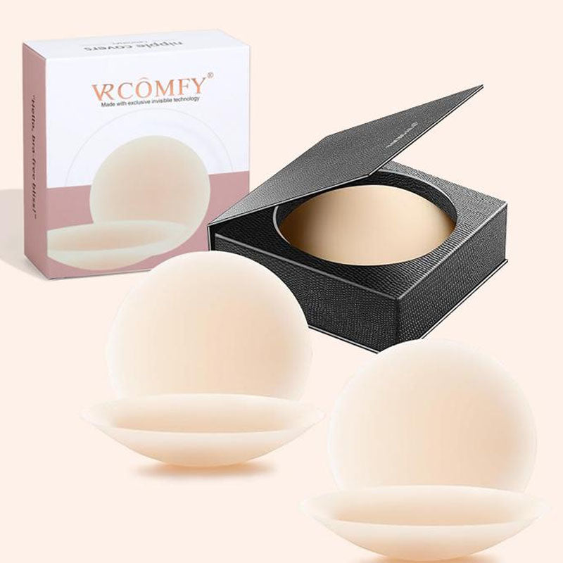 VRCOMFY Nipple Covers - Silicone Material, Invisible Fit for Daily Wear, 2 Pairs with Product Box
