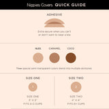 Adhesive VRCOMFY Nipple Covers: Quick Guide on Nude/Caramel/Coco Colors, Size 1 (A - C) & Size 2 (D +)