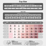 Womens bra size chart with cup and band measurements