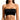 Black strapless top worn by a model on a white background