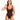 Woman wearing a brown swimsuit on a white background