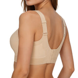 Beige compression garment worn by a model on a white background