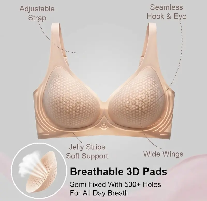 VRCÔMFY AirEase™ Deep V Wireless Bralette – Ultra-Breathable Everyday Comfort