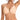 A close-up of a model wearing a light peach-beige seamless bralette with a center keyhole detail featuring a metallic silver ring.