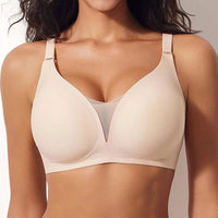 Women's Beige Seamless Bra with Mesh Insert