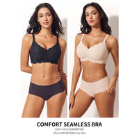 VRCOMFY Women's Seamless Bra Black & Beige) with Cloud - Like All - Day Comfort