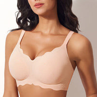 VRCOMFY Women's Blush Wireless Bra with Scalloped Lace & All-Day Comfort