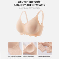 VRCOMFY Women's Beige Wireless Bra with W - Shaped Jelly Support, Semi - Fixed Pads & 4 - Row Hook - Eye Closure
