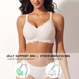 VRCOMFY Women's White Wireless Bra with Jelly Support for Comfort & Lift