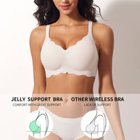 VRCOMFY Women's White Wireless Bra with Jelly Support for Comfort & Lift
