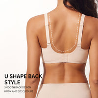 VRCOMFY Women's Beige Wireless Bra with U - Shape Back, Smooth Finish & Hook - Eye Closure