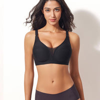Women's Black Seamless Bra with Mesh Inse