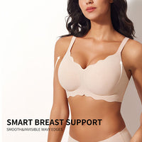 VRCOMFY Women's Beige Wireless Bra with Smart Breast Support & Invisible Wavy Edges