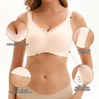 VRCÔMFY nude wirefree bra technical design with anti-slip straps and supportive elastic band | Engineered with extra side-back support for maximum wireless comfort and all-day wear