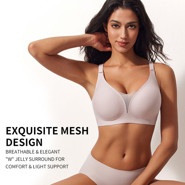 VRCOMFY Women's Blush Wireless Bra and Panty Set with Exquisite Mesh & Light Support