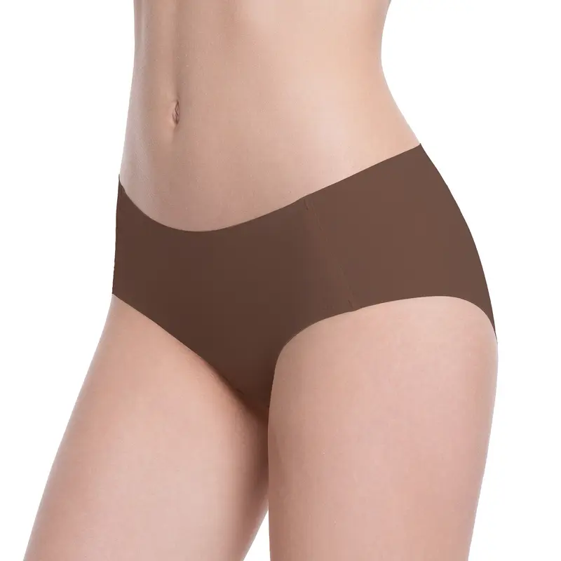Brown underwear worn by a person on a white background